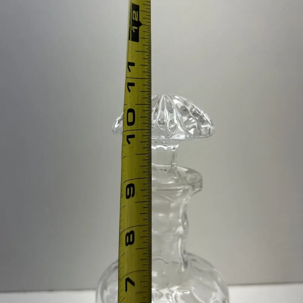 1970s Clear Crystal‎ Etched Rose Glass Liquor Decanter Barware Glassware